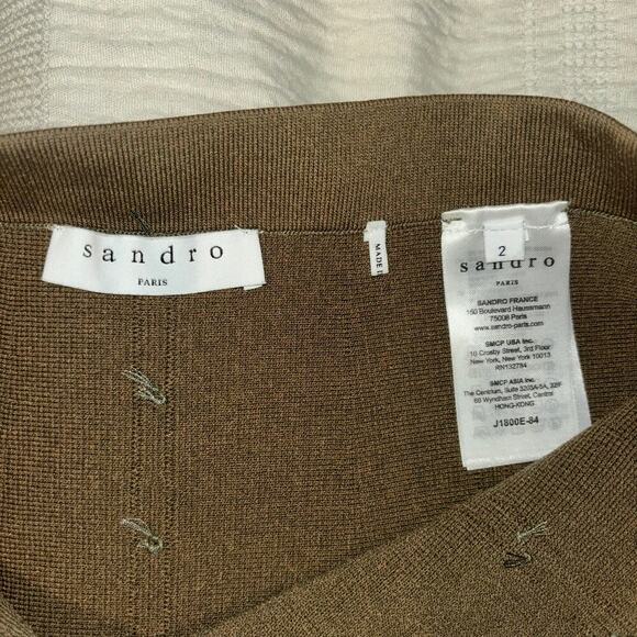 Sandro A Line Green Knit Studded Skirt Size 2 - Picture 8 of 13